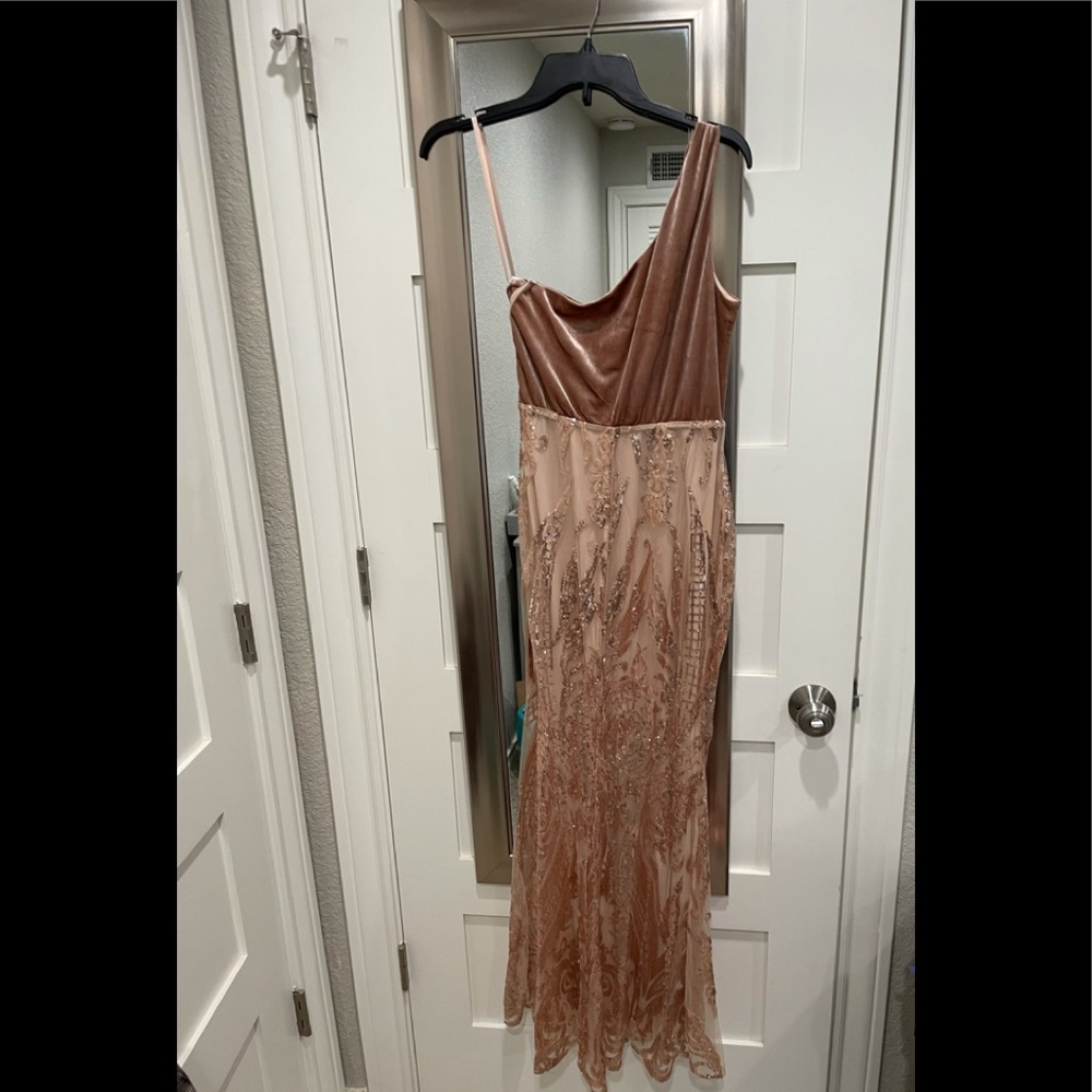 Ever Pretty Rose Gold Velvet & Sequin Dress